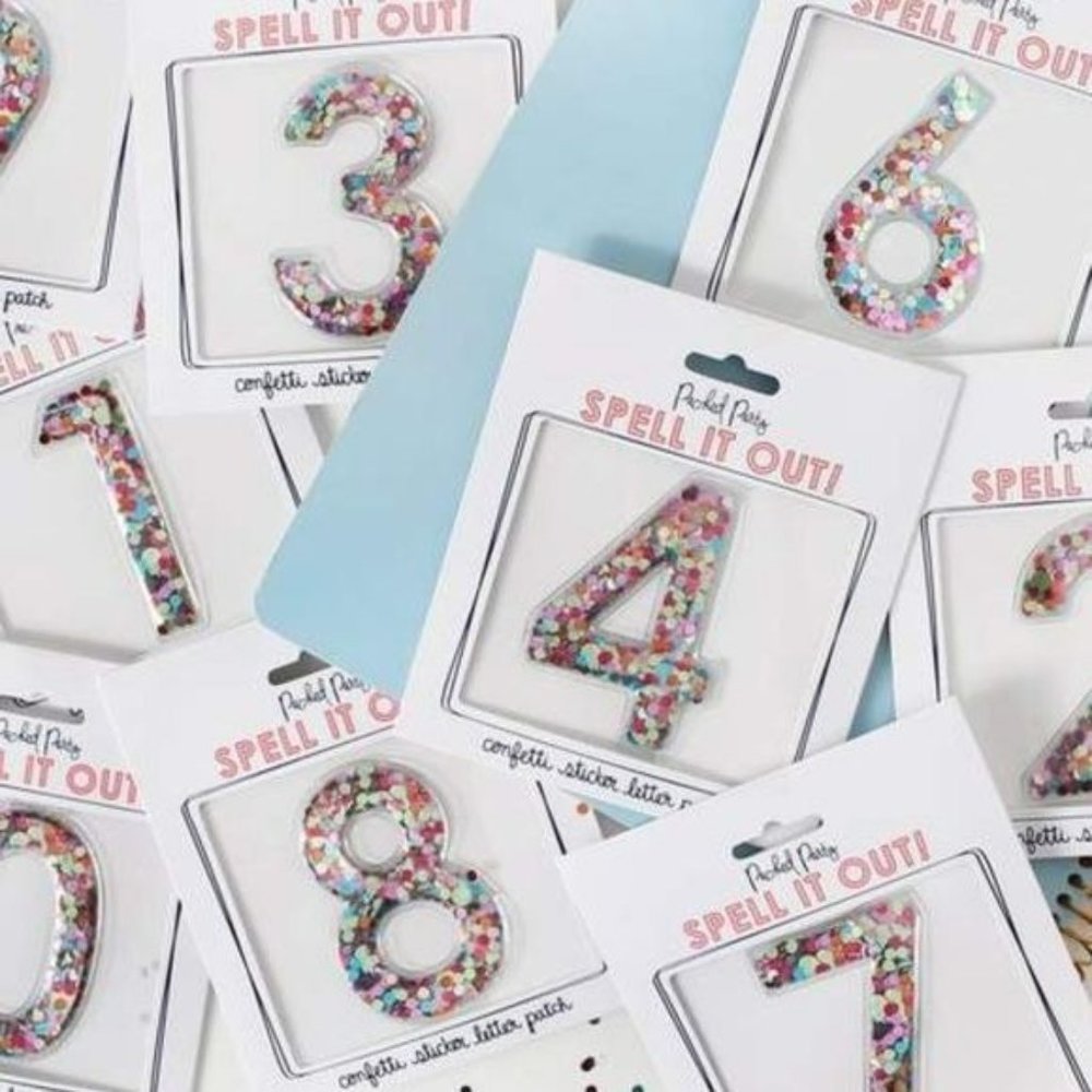 Packed Party Stick To It Confetti Number Multicolor Glitter NWT